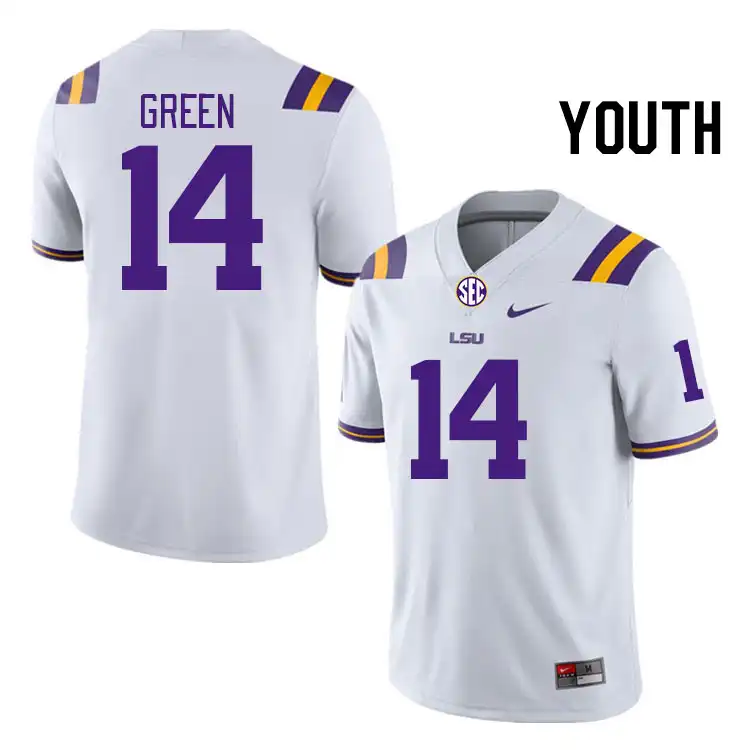 Youth LSU Tigers Trey'Dez Green #14 White NCAA Football Jersey